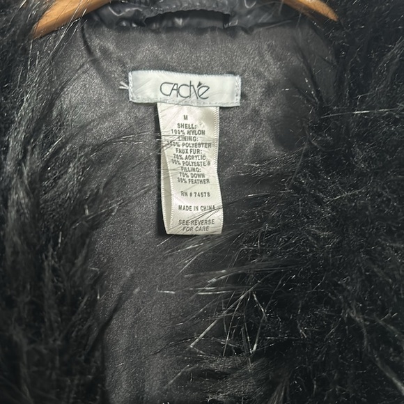 Cache Quilted Black Faux Fur Puffer Vest size M - Picture 3 of 12